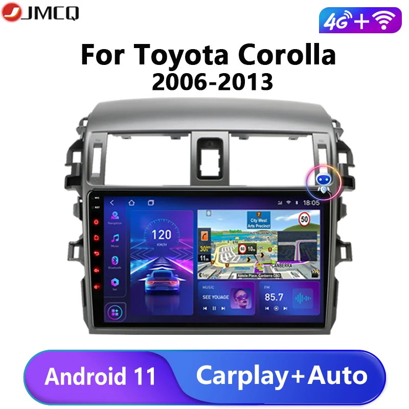 $85.29 JMCQ Android 11 Car Radio Multimidia Video Player For Toyota Corolla E140/150 2006-2013 2 din 4G GPS Navigaion AM Split Screen
