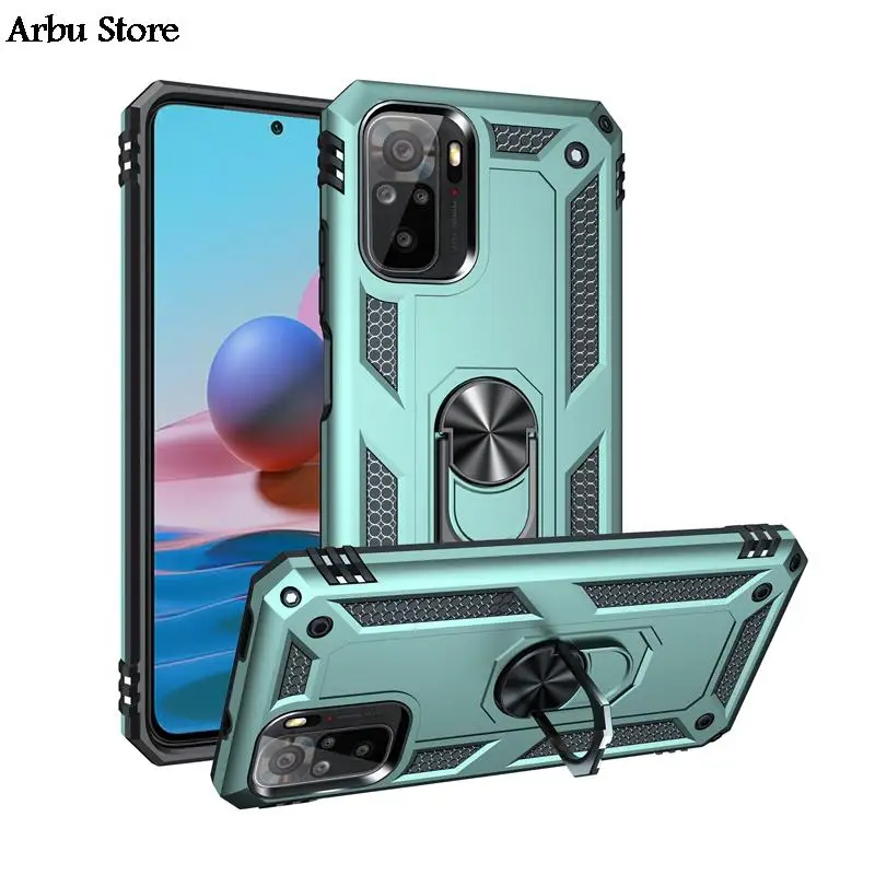 Чехол для Xiaomi Redmi Note 10 10S 9 9S 8 7 Pro 9Pro 10Pro Note10 8T 10T POCO X3 NFC F3, ударопрочный Магнитный чехол с кольцом-держателем