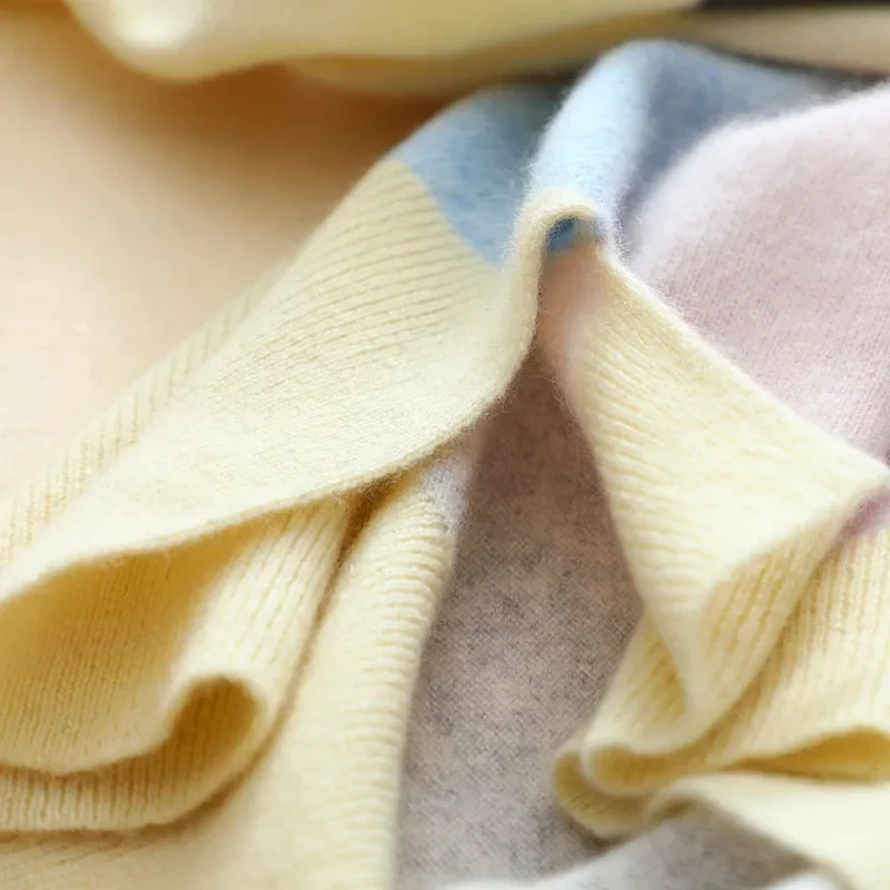 Aliaga европейские модные женские 100% кашемировые свитера лоскутный дизайн