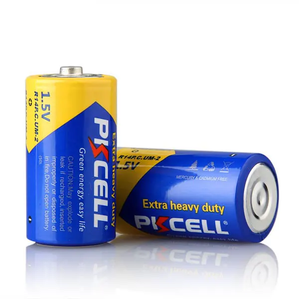 

24 x PKCELL Super Heavy Duty R14P C Size UM2 Batteries 1.5 Volts Dry Cell Carbon Zinc Battery in 2 Card