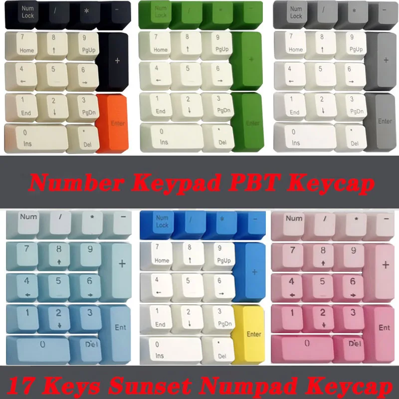 

Mechanical Keyboard Number Keypad PBT Keycap Top Side Printed Blank 17 Keys Sunset Numerical Keypad MX Switch Numpad Keycap