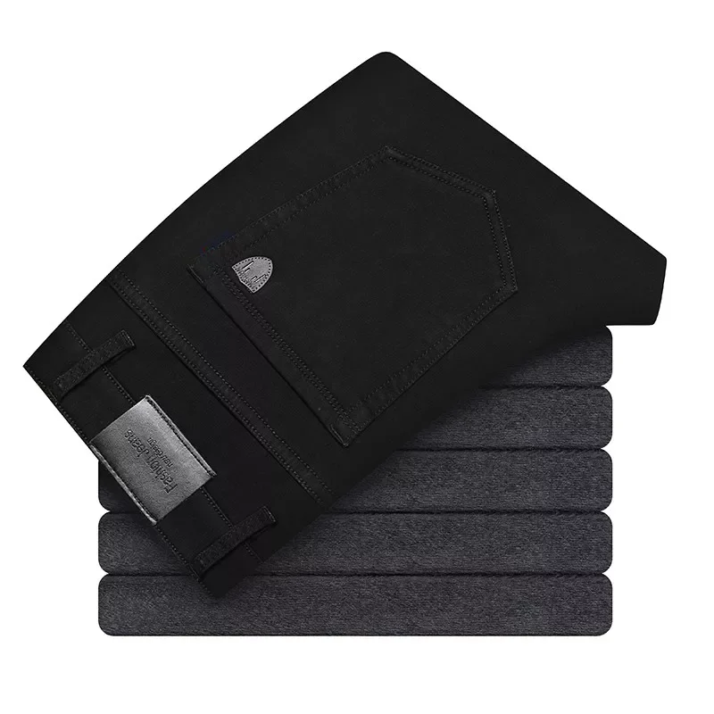 

2021 брендовые зимние мужские черные джинсы SULEE из флиса, деловые повседневные утепленные прямые брюки стрейч из денима стандартного кроя