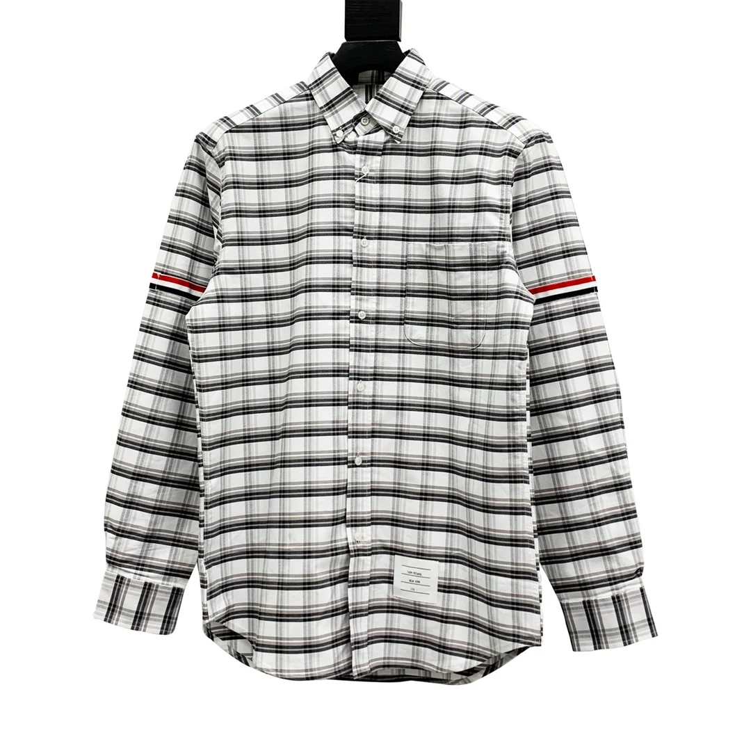 

TB THOM New Classic Cuff Tricolor Long Sleeve Shirt High Quality Long Sleeve Shirt for Men and Women shirts golf