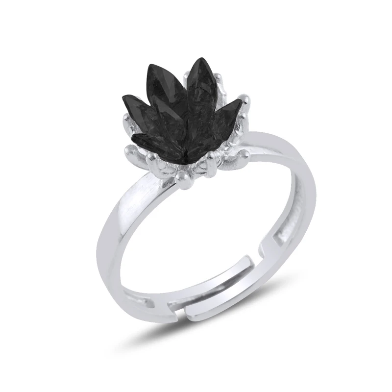 

Серебро 925 пробы цветок лотоса камень циркония чорный кольцо