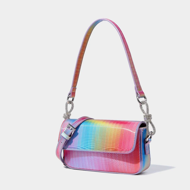 

Gradient Color 5D Women Handbags New Rainbow Gradual Change Underarm Designer Bag Colorful Lacquer Radium Archer Purse