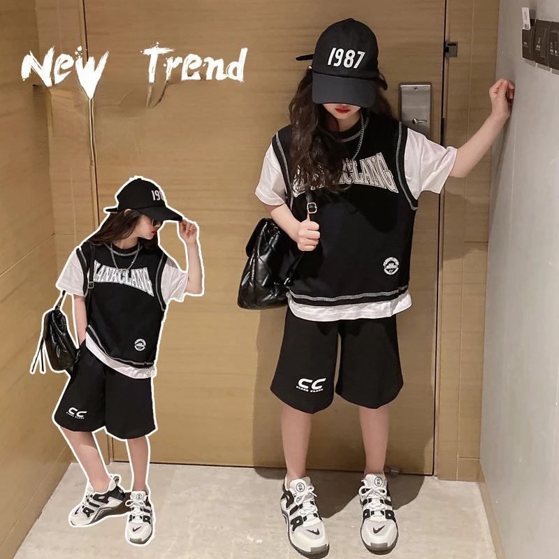 

Girls tide clothes suit summer 2022 new domineering clothes two-piece summer sports basketball clothes