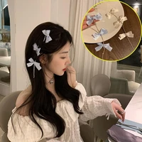 new korea bow hairpins sweet elegant tassel long hair clips hairgrips for women girls vintage headwear party hair accessories