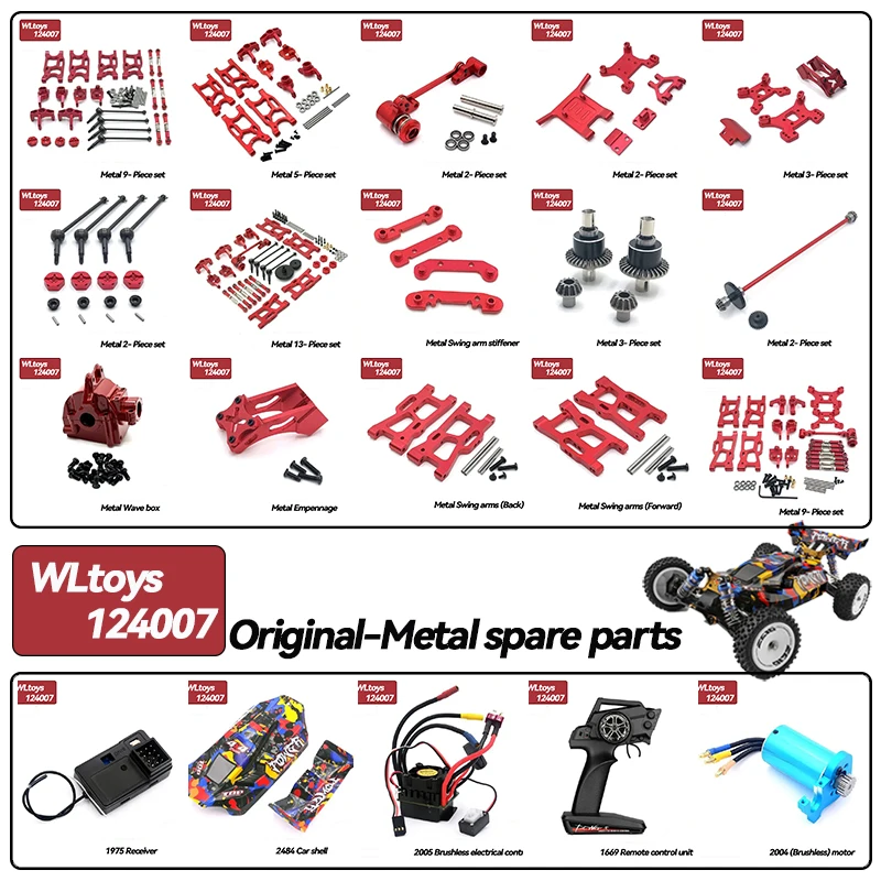Фото WLtoys 124007 124017 124019 1/12 RC Car: Металлические аксессуары для модернизации — трансмиссионный вал, рычаг подвески, рулевая чашка, подшипник, детали двигателя. №1