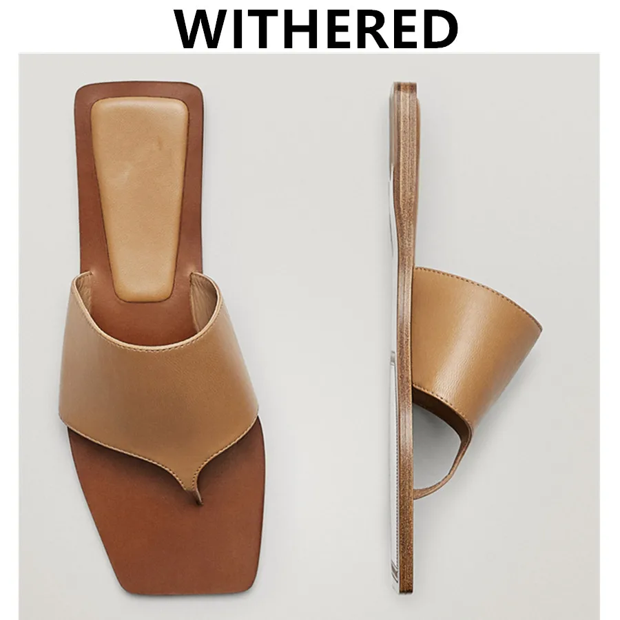 

2022 летние модные простые однотонные шлепанцы в английском стиле, из воловьей кожи, женские повседневные сланцы