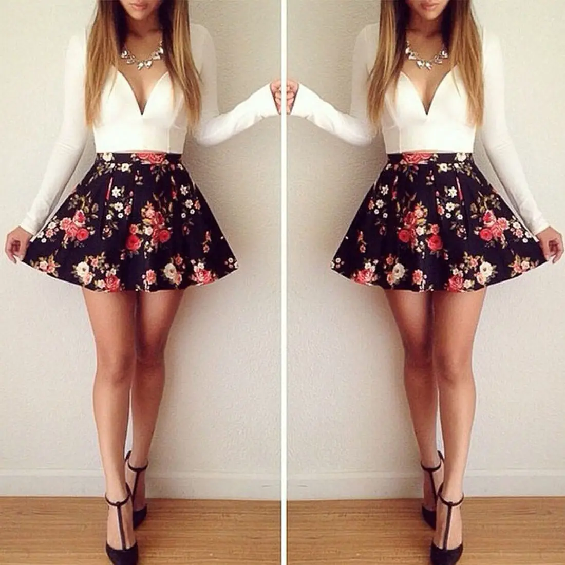 

Женское облегающее платье с глубоким V-образным вырезом