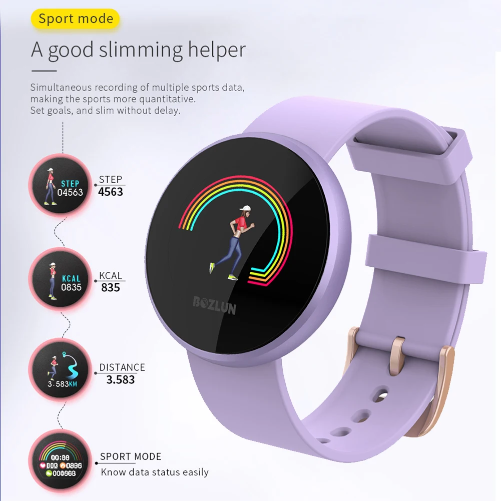 

Smart Digital Womens Watches Female Physiological Reminder Heart Rate Red Purple Fitness Tracker Sleep Monitor Waterproof Watch