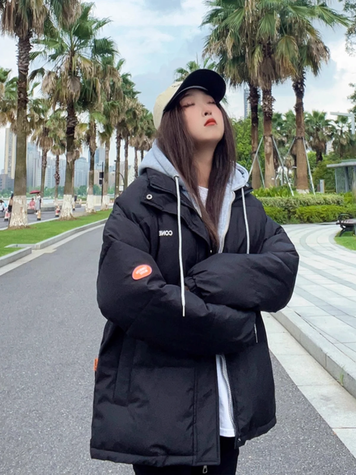 Extra Large 50.00kg Fake Two-Piece Cotton-Padded Coat Cotton-padded jacket Daily Leisure Winter clothes High School Student ...