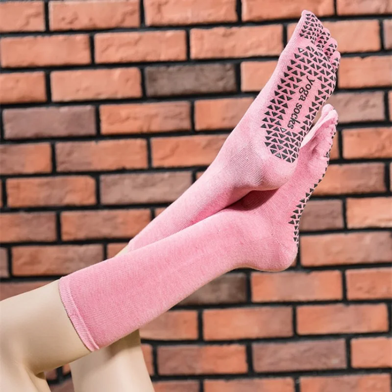 

Длинные носки с пятью пальцами, чулки, женские силиконовые Нескользящие спортивные носки для пилатеса, йоги, бега, фитнеса, танцев