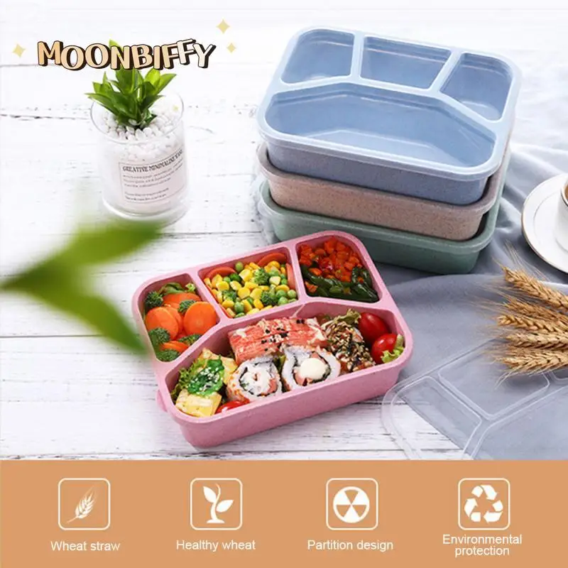 

Neat Wheat Straw Lunch Box Food Container Transparent Box Heat-resistant Leak Proof Dinnerware Fruits Case School Office