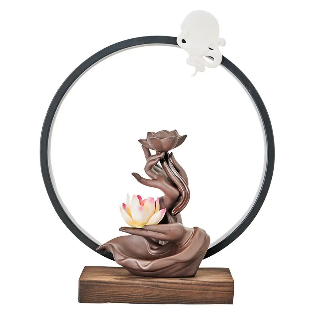 

Ceramic Backflow Waterfall Incense Burner LED Light