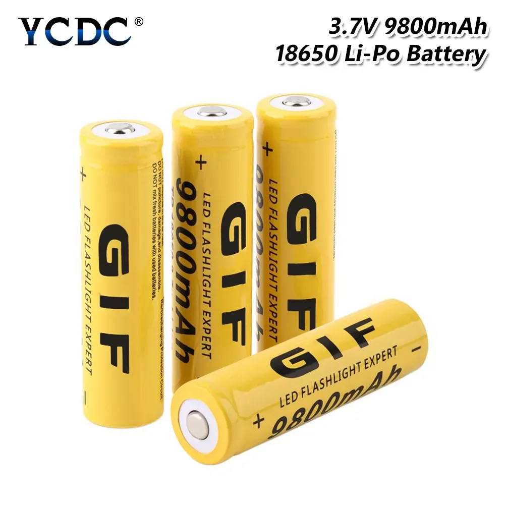 

Pieces GTF 18650 Battery Rechargeable Battery 3.7 V 18650 9800mAh Li-ion Lithium-ion Batteries LED Light Torch Bateria