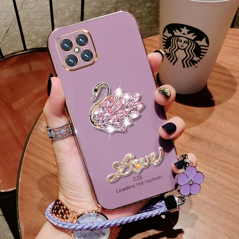 Чехол для Honor X8 с кристаллами лебедя Huawei x8 2022 X8a x7a x7 x5 x6 x9 противоударный защитный