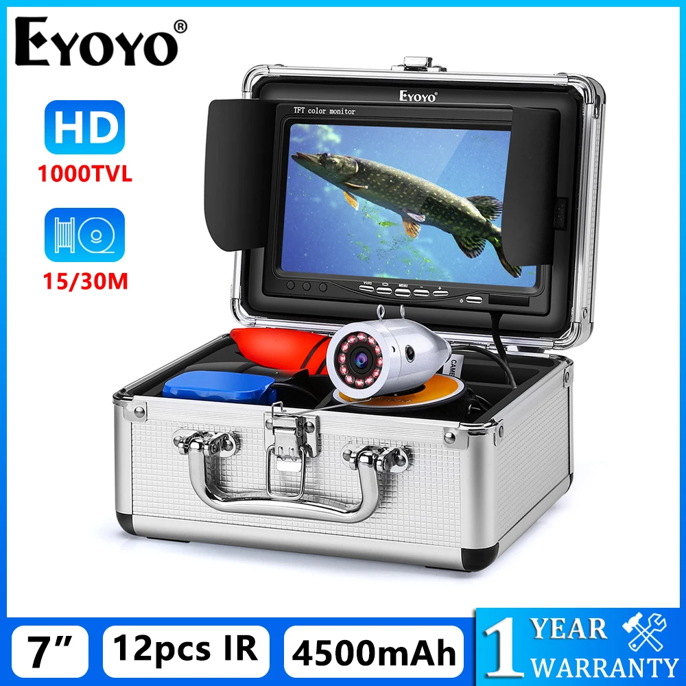 

Eyoyo Underwater Fishing Camera 7 Inch Color Screen 1000TVL Waterproof Infrared Camera 15M 30M Cable For Lake Boat Ice Fishing