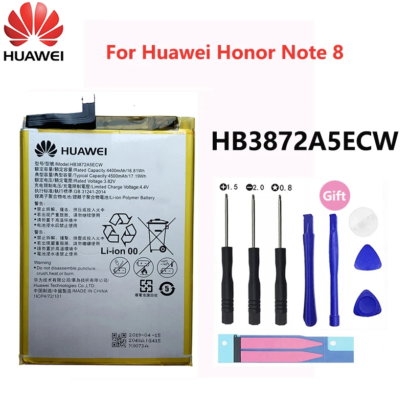 

Original Hua wei Replacement Battery HB3872A5ECW For Huawei Honor Note8 Note 8 EDI-AL10 Authentic Phone Bateria Batterij 4500mAh