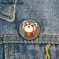 red panda happy pattern printed pin custom funny brooches shirt lapel bag cute badge cartoon enamel pins for lover girl friends