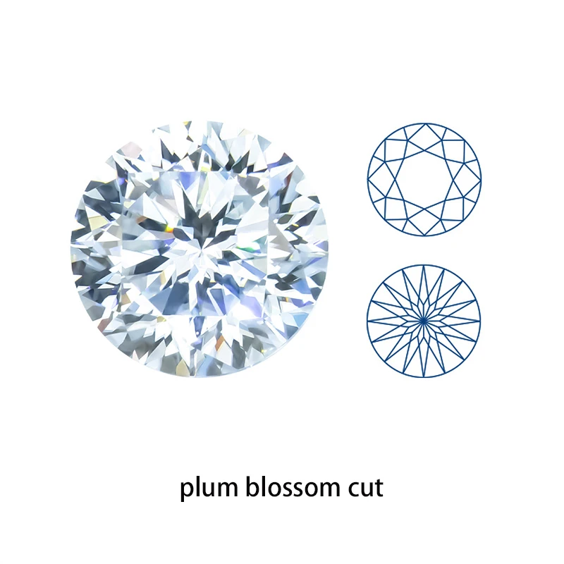 

Круглый бриллиантовый Муассанит 1-3 карата VVS1, камень с муассанитом, вырезанный цветком сливы, свободная бусина, с тестером Gra Pass, для самостоятельного изготовления ювелирных изделий
