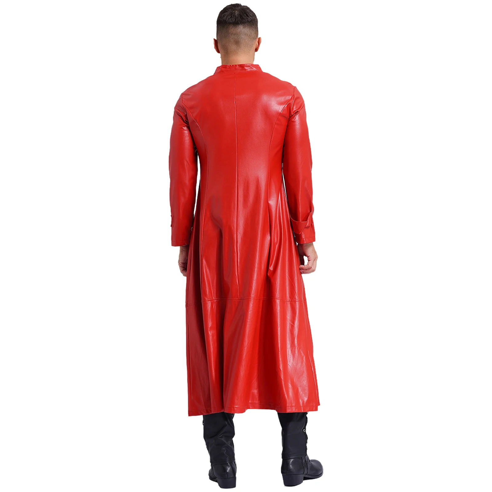 Мужской Тренч из искусственной кожи в стиле стимпанк длинное пальто с