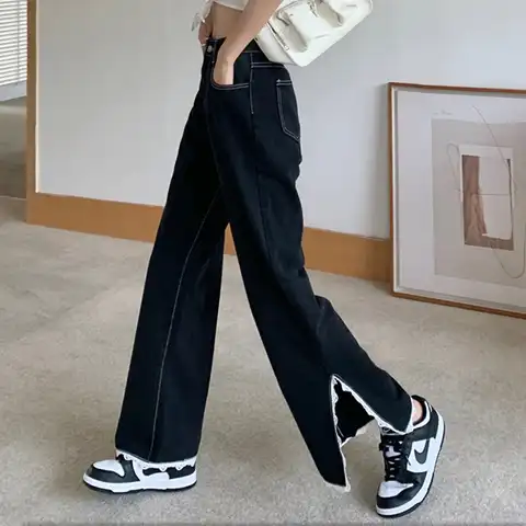 YUDX 2023 Korean Fashion Boyfriend Denim Pant Trousers Woman Jeans Flare Low Waist Slim High Elastic Jeans For Women Pants