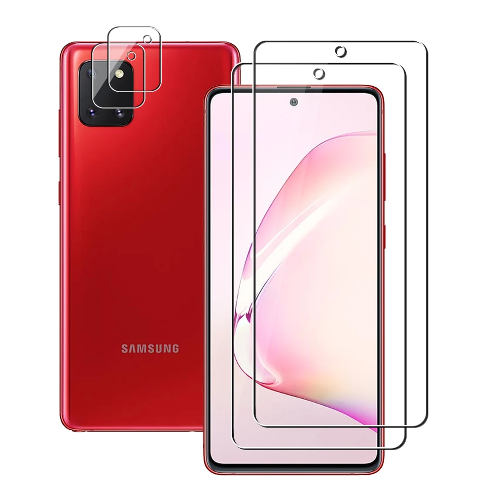 

(2+2) For Samsung Galaxy Note 10 Lite (2pcs) Camera Lens Film & (2pcs) Tempered Glass Screen Protectors Protective HD