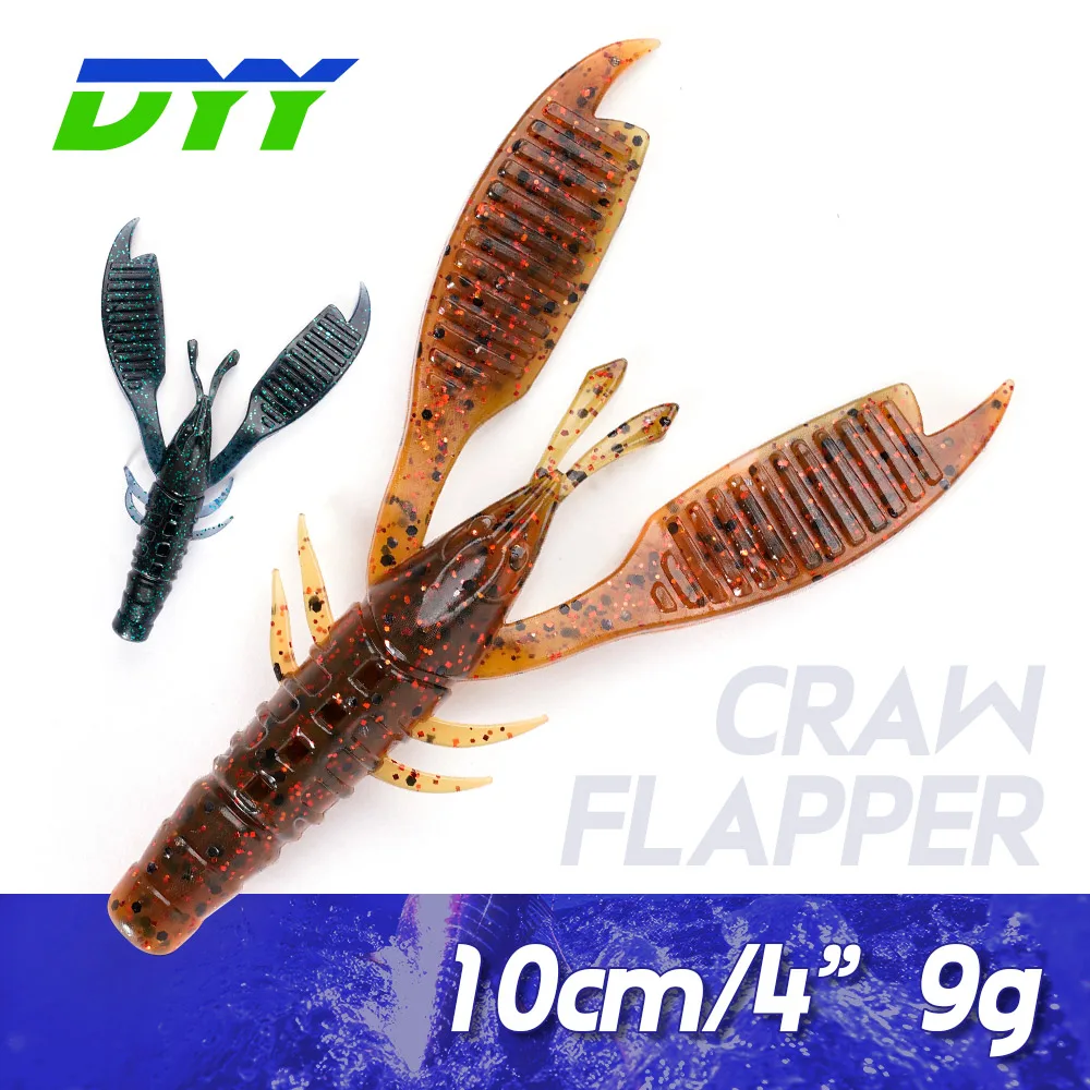 

DYY Craw Flapper Shrimp Soft Lure 10cm 4" Heavy Ribbed Claws Jigging Trailer Silicone Artificial Soft Bait for Bass Fishing Lure