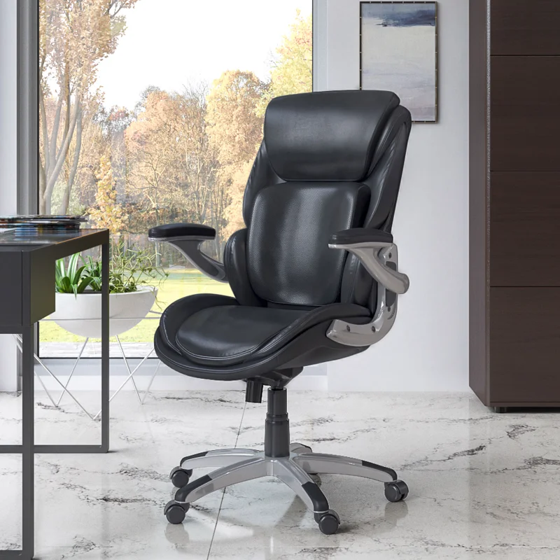 With Memory Foam Seat, Black Bonded Leather