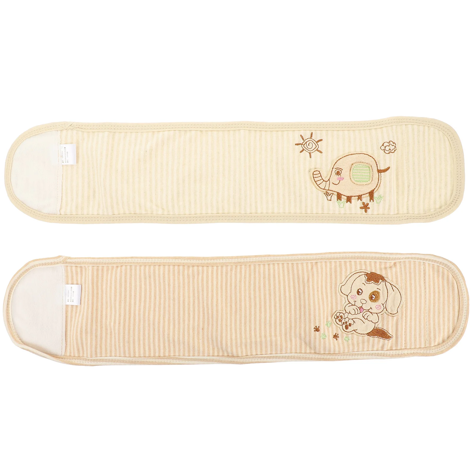 

2PCS Navel Band Cotton Warm Umbilical Cord Unisex Newborn Navel Belt Baby Belly Bands (Light Coffee Stripe and Light