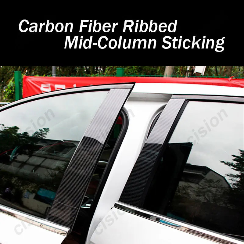 6/8/10Pcs Carbon Fiber Black Car Door Window Column BC Pillar Post Cover Trim PC Sticker Decor For Mazda 3 Axela Sedan 2003-2022 images - 6