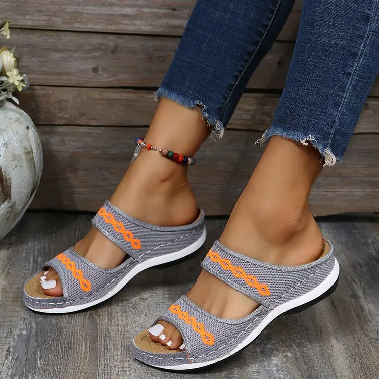 Women's Slippers 2023 New Fashion Flip Flops Wedged Heel Hollow Flat Bottom Sandal Fashion Slippers sandalias mujer plataforma