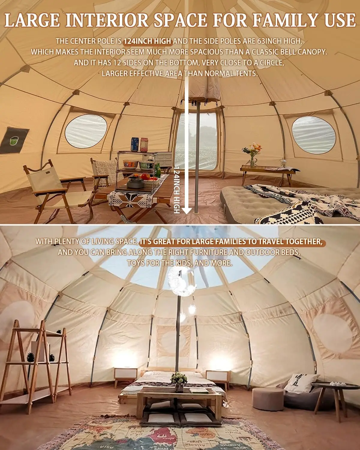 Всесезонная семейная палатка с рисунком лотоса