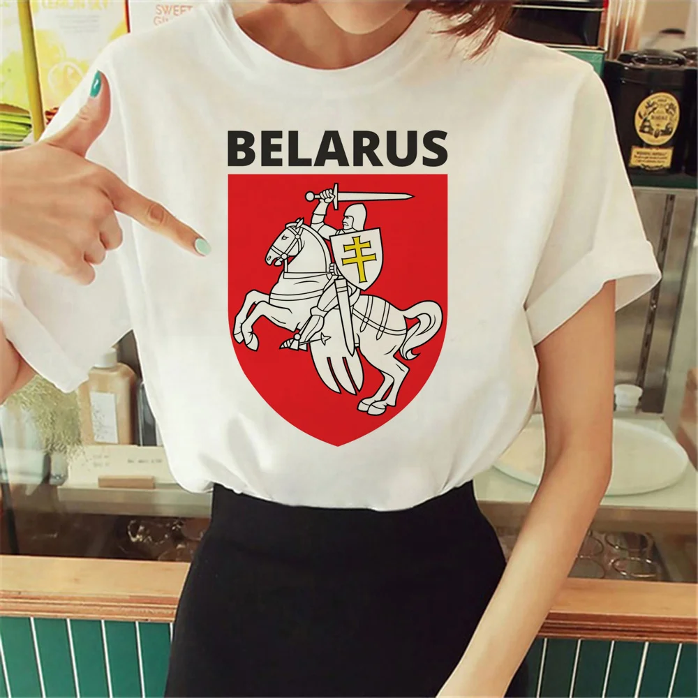 

belarus t-shirts women Y2K top girl anime 2000s graphic clothes