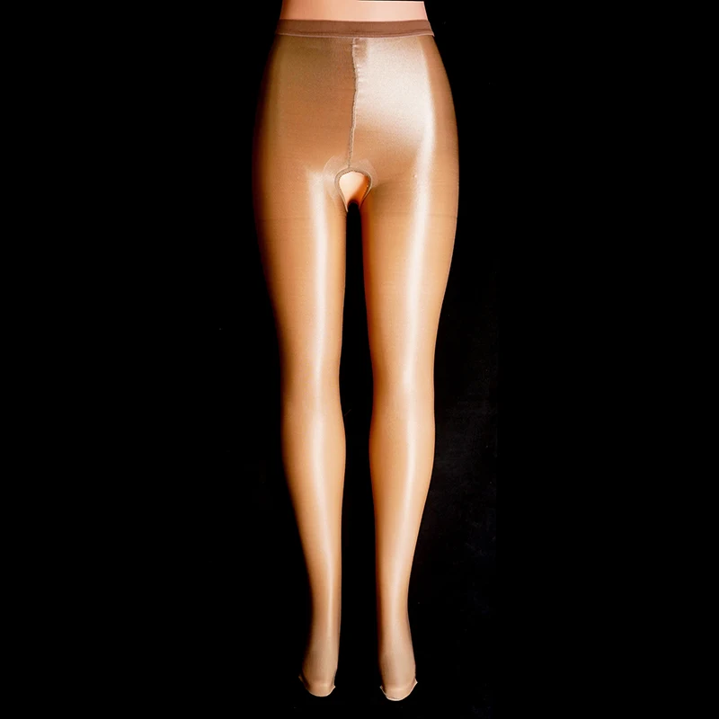 Женские прозрачные колготки блестящие глянцевые сексуальные чулки с открытой