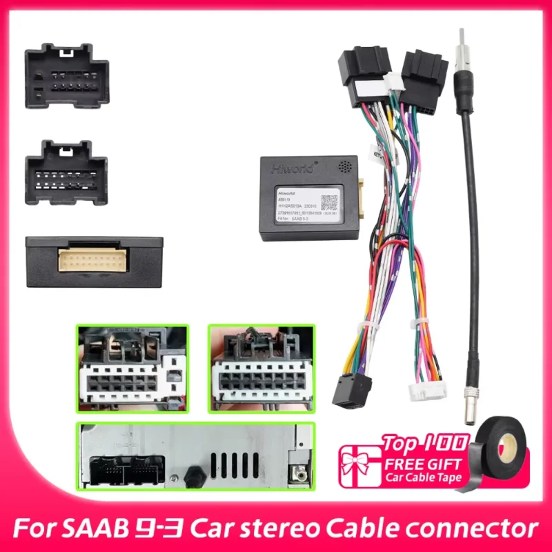 Фото Кабель-адаптер Hiworld AB01.10 Canbus для автомагнитолы SAAB 9-3, декодер Android, аксессуары для радиоустройств, проводной адаптер питания. №2