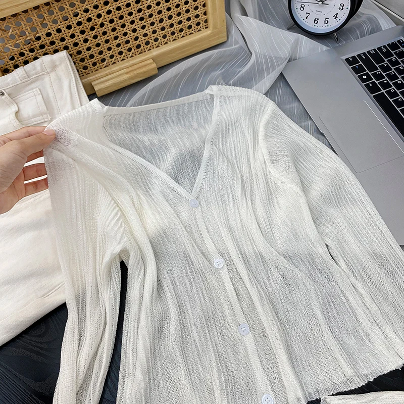 Женская тонкая шаль с длинным рукавом и V-образным вырезом