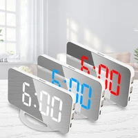 creative multi function led mirror clock makeup mirror digital alarm clock simple desktop automatic photosensitive electronic de