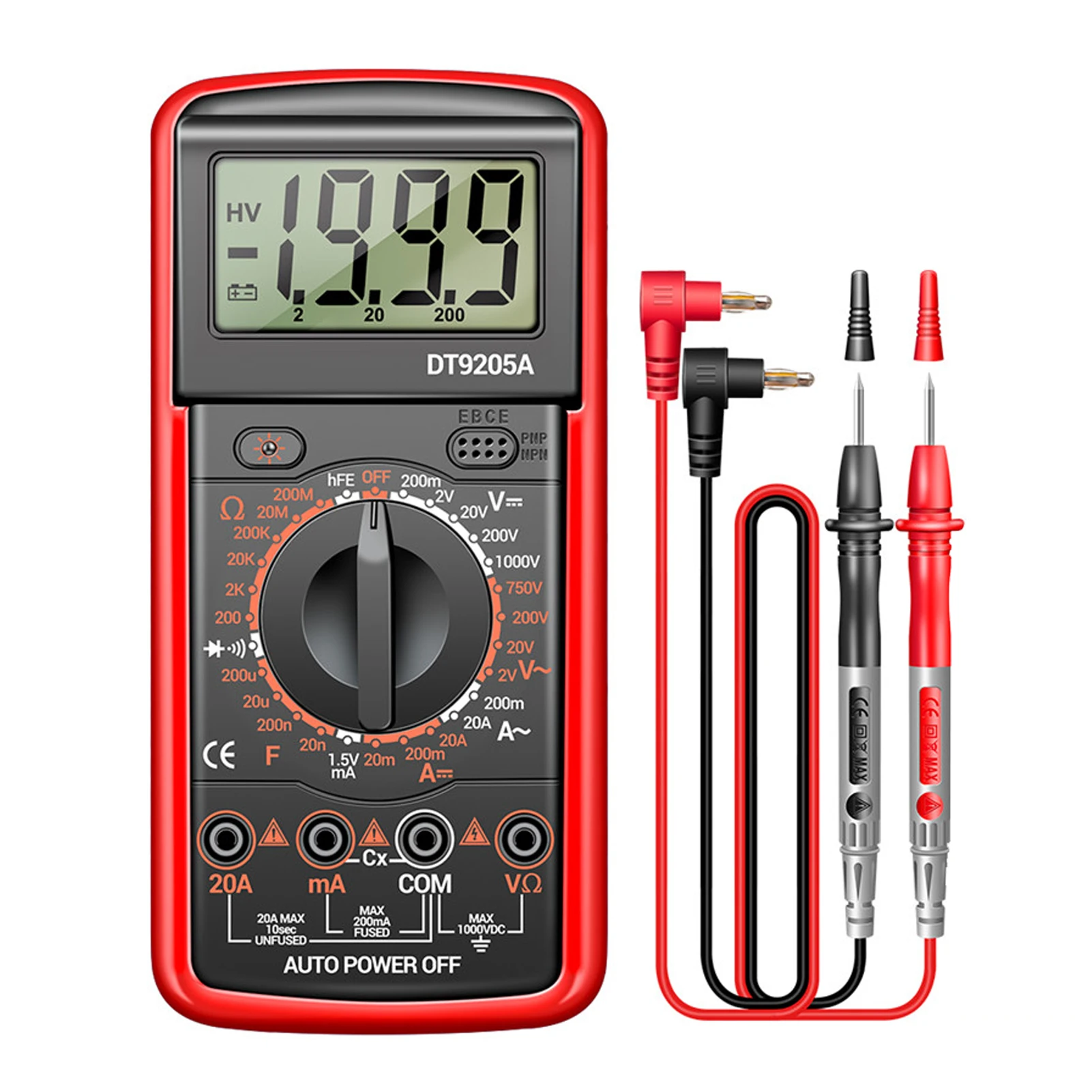 

Digital Multimeter Handheld Multi Tester With LCD Display High Accuracy Universal Meter With Extendable Support Frame Shockproof