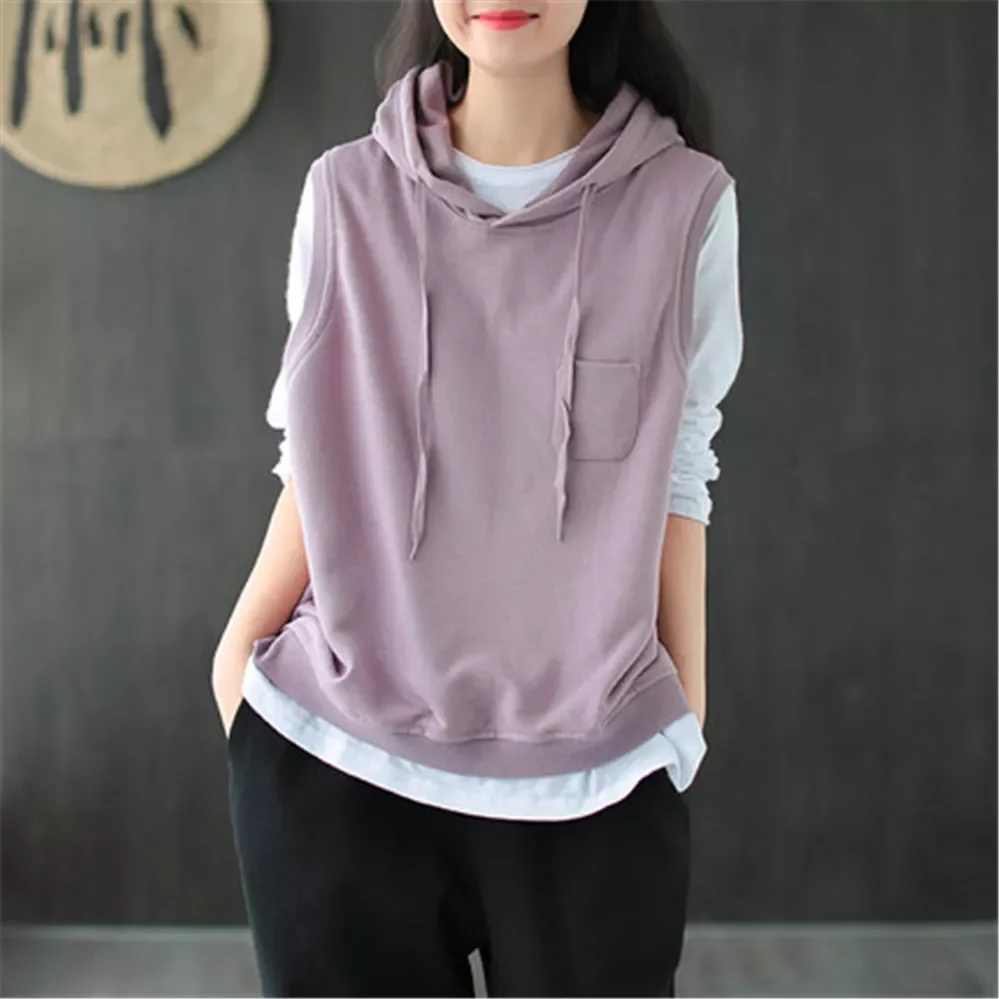 

New2022 Women Hooded Loose Popular All-match Students Simple Casual Outwear Korean Style Pockets Solid Spring Autumn Mujer Cloth
