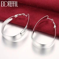 doteffil 925 sterling silver round smooth egg noodle earrings women party gift fashion charm wedding engagement jewelry