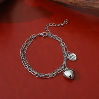 punk rock bracelets for women man vintage thick chain bracelet metal ball and letters tag pendants fashion chain bangle a gift