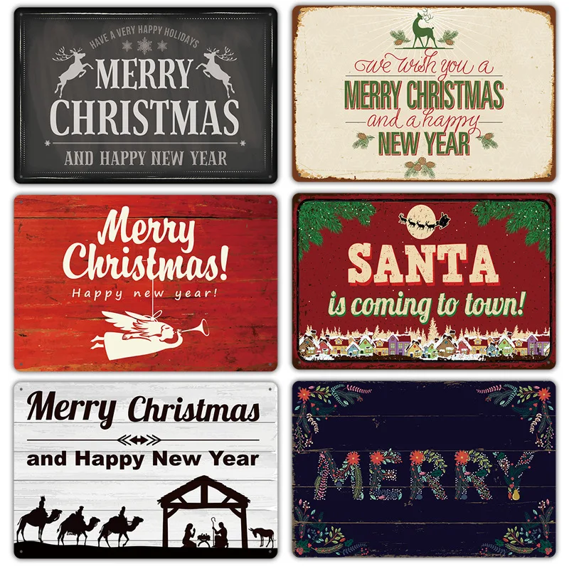 

Новый Рождество Ретро жестяной Бар Кафе фон для стены без рамки декоративная роспись