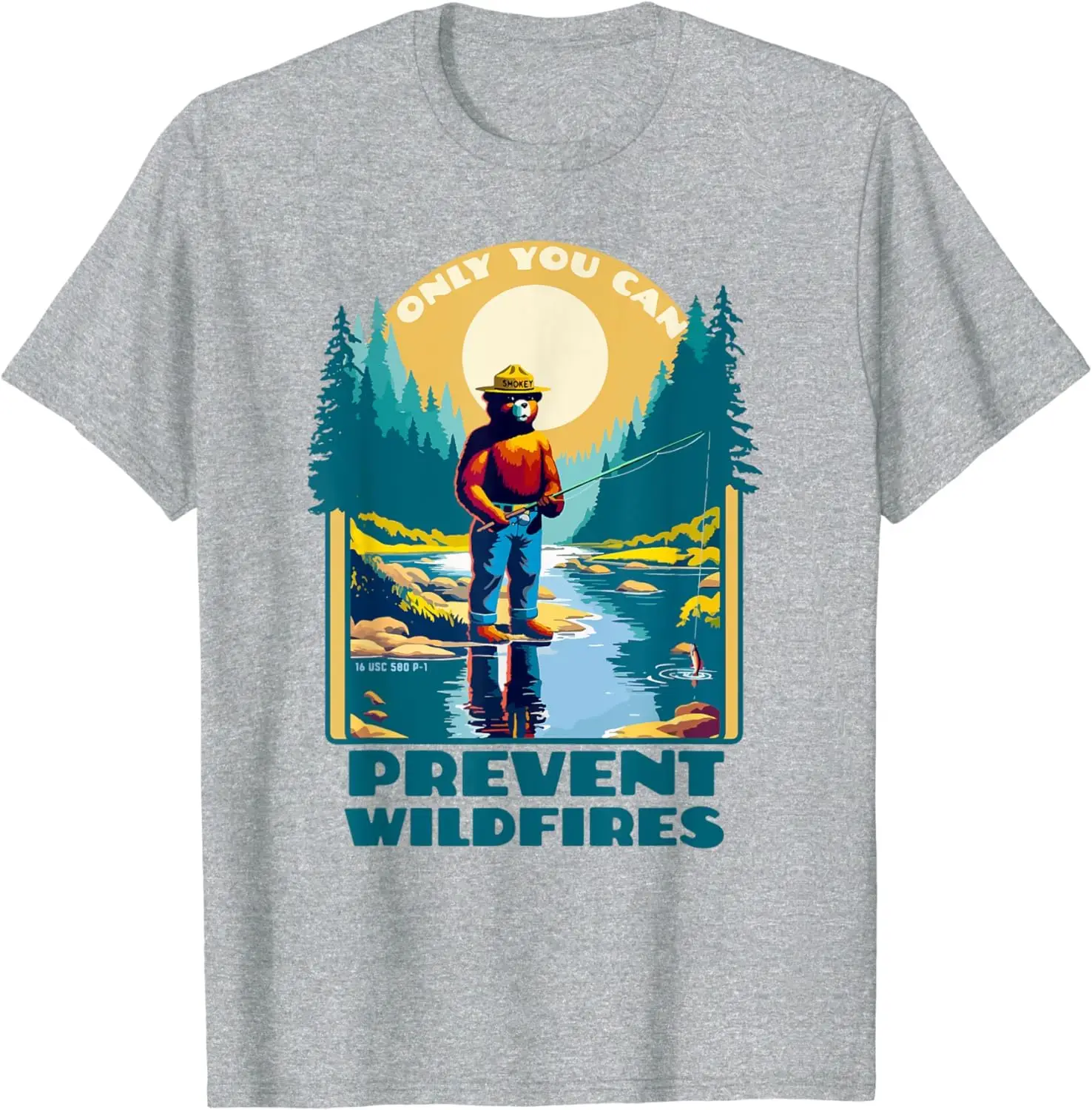 Винтажная футболка для рыбалки с рисунком только медведь Вы можете