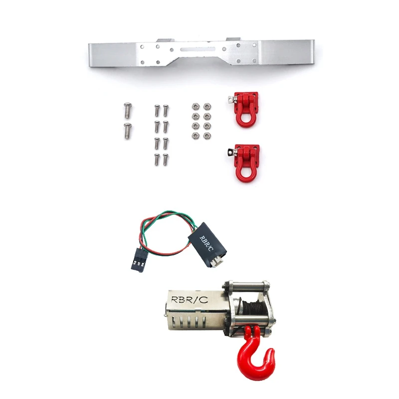 

RC Car RC Model Car & Truck Upgrade Parts Metal Front Bumper With Electrical Automatic Winch + 4CH Control Cable