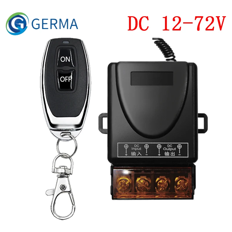 

GERMA 433MHz High Power DC 12V 24V 72V 30A RF Remote Control Switch 1CH Relay Receiver and Transmitter for Car Water Pump Motor