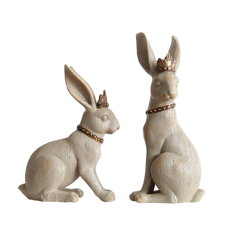 

YY Retro Hand-Painted Court Crown Rabbit American Style French Style European Country Decoration Nordic