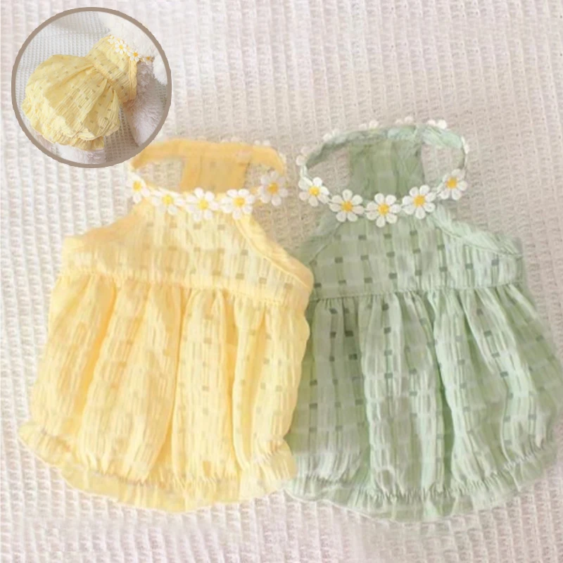 

Daisy Dress Pet Clothing Dogs Thin Breathable for Dog Clothes Costume Small French Bulldog Soft Cute Summer Yellow Girl Mascotas
