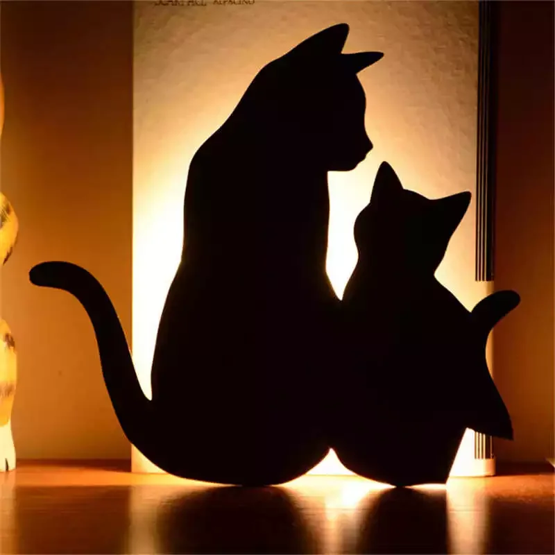 

Sensor&Voice Sensor LED Night Light Cute Cat Baby Nursery Lamp Light LED Battery Operated Wall Lamp For Home Decorative A